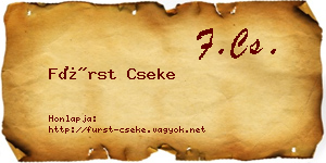 Fürst Cseke névjegykártya